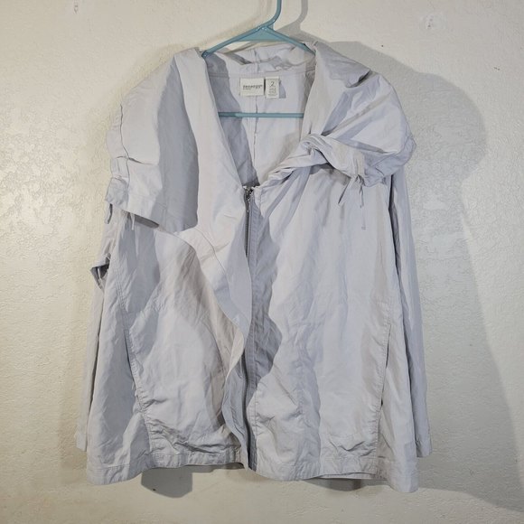 chicos zenergy jacket size 2P light weight light gray pocket hooded zip up - Picture 1 of 9